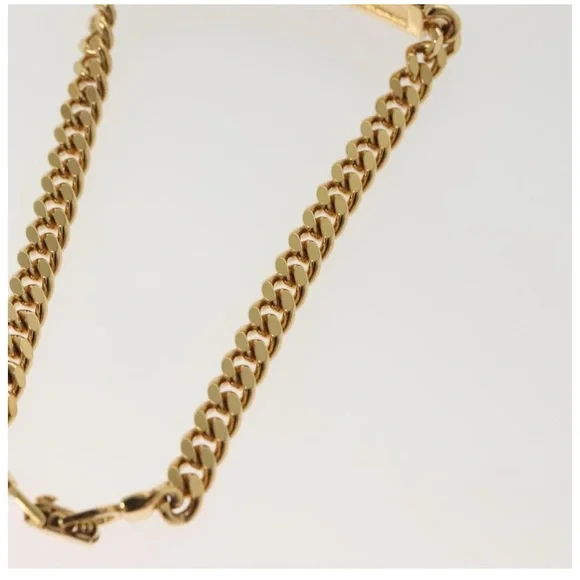 Dior Gold Curb Chain Bracelet W Logo Plaque White Accent - Picture 5 of 15